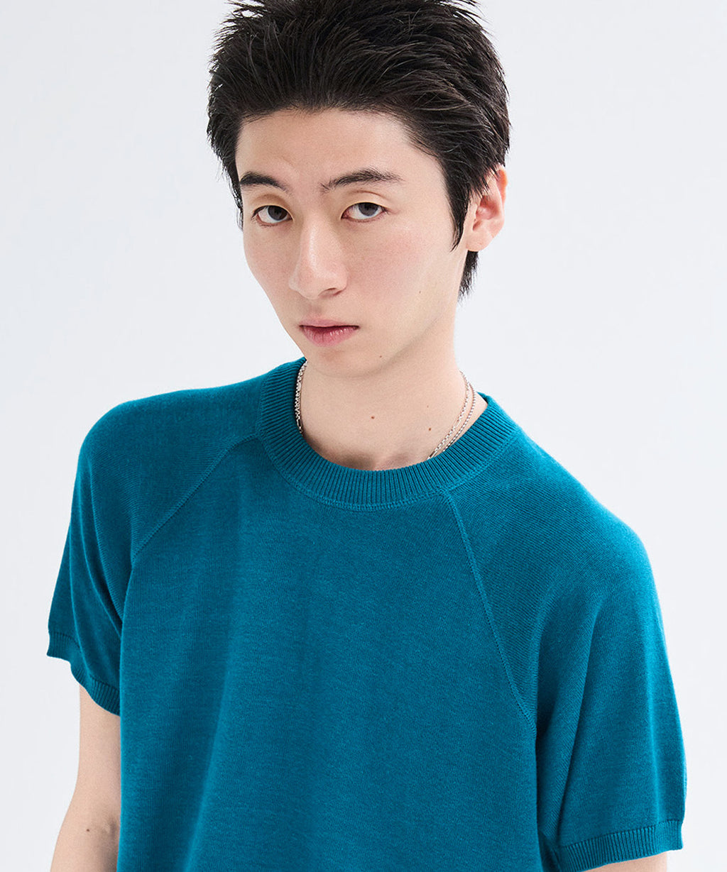 Vintage Fit Raglan Short Sleeve Knit [Teal Green]