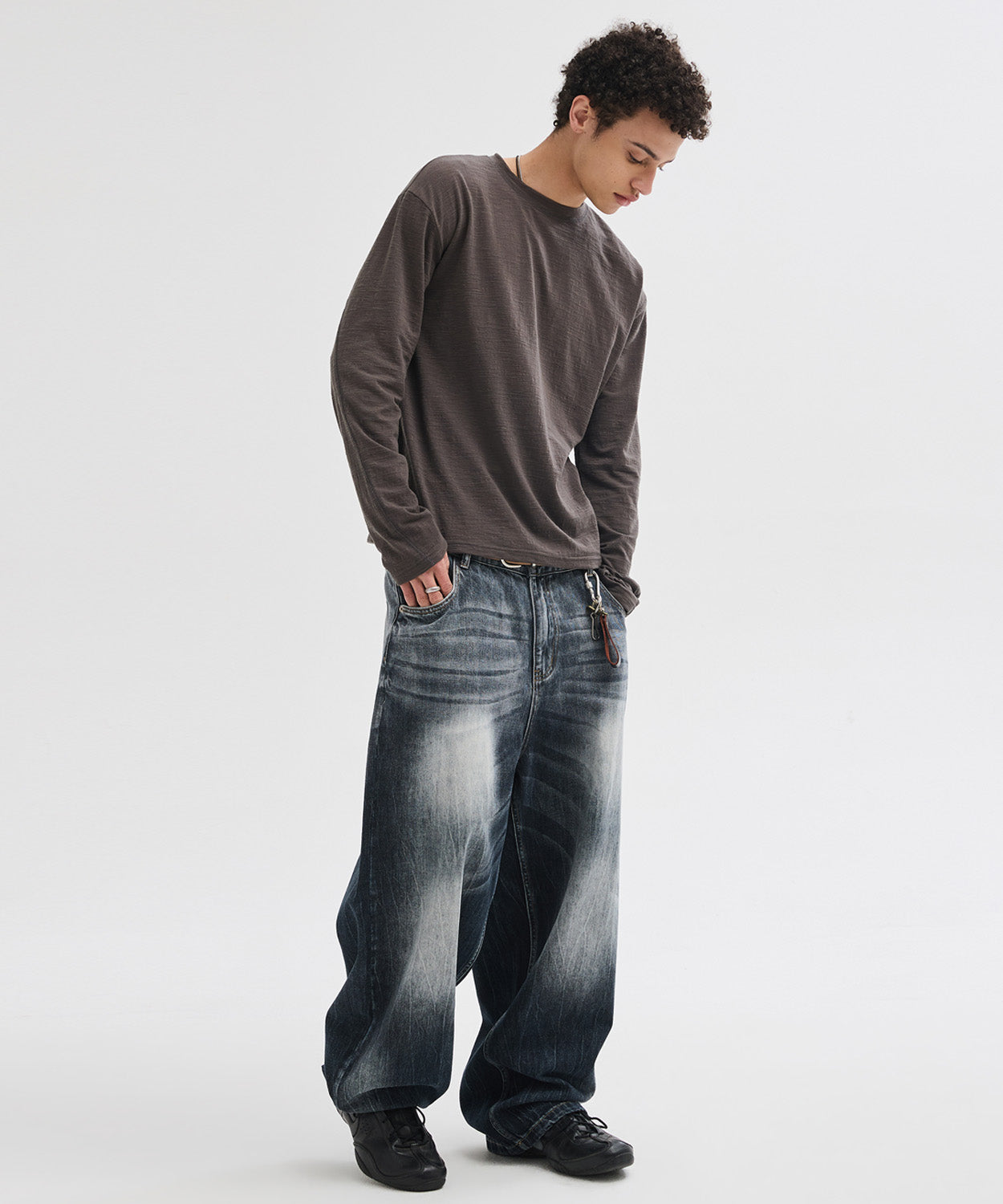 Essential Wide Denim Pants [Washing Grey]