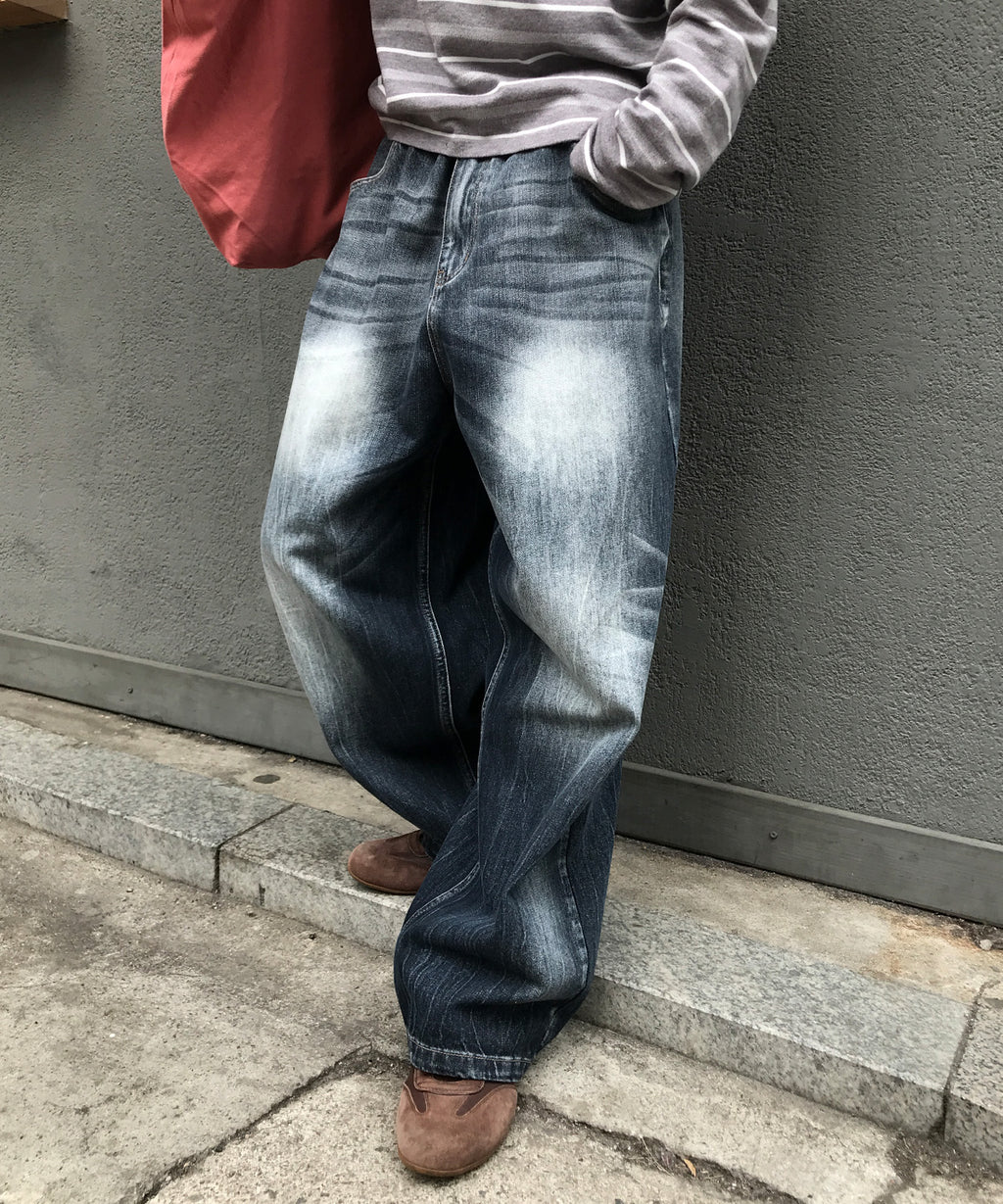 Essential Wide Denim Pants [Washing Grey]
