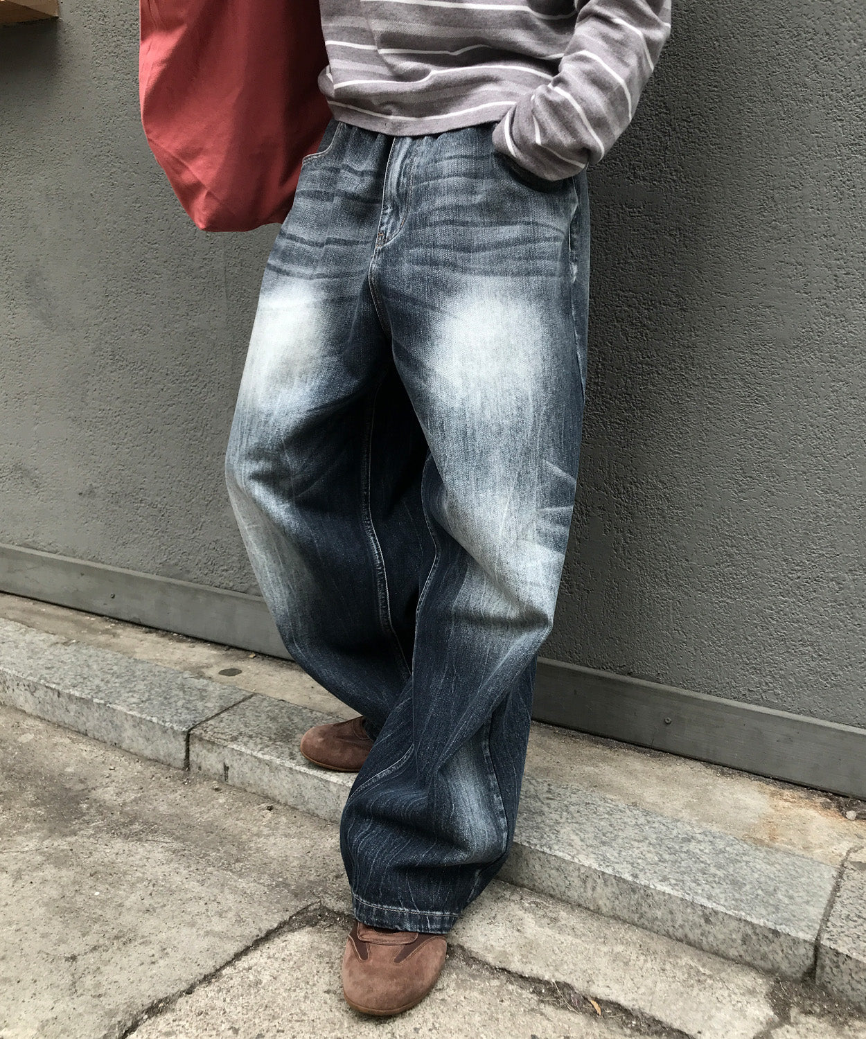 Essential Wide Denim Pants [Washing Grey]