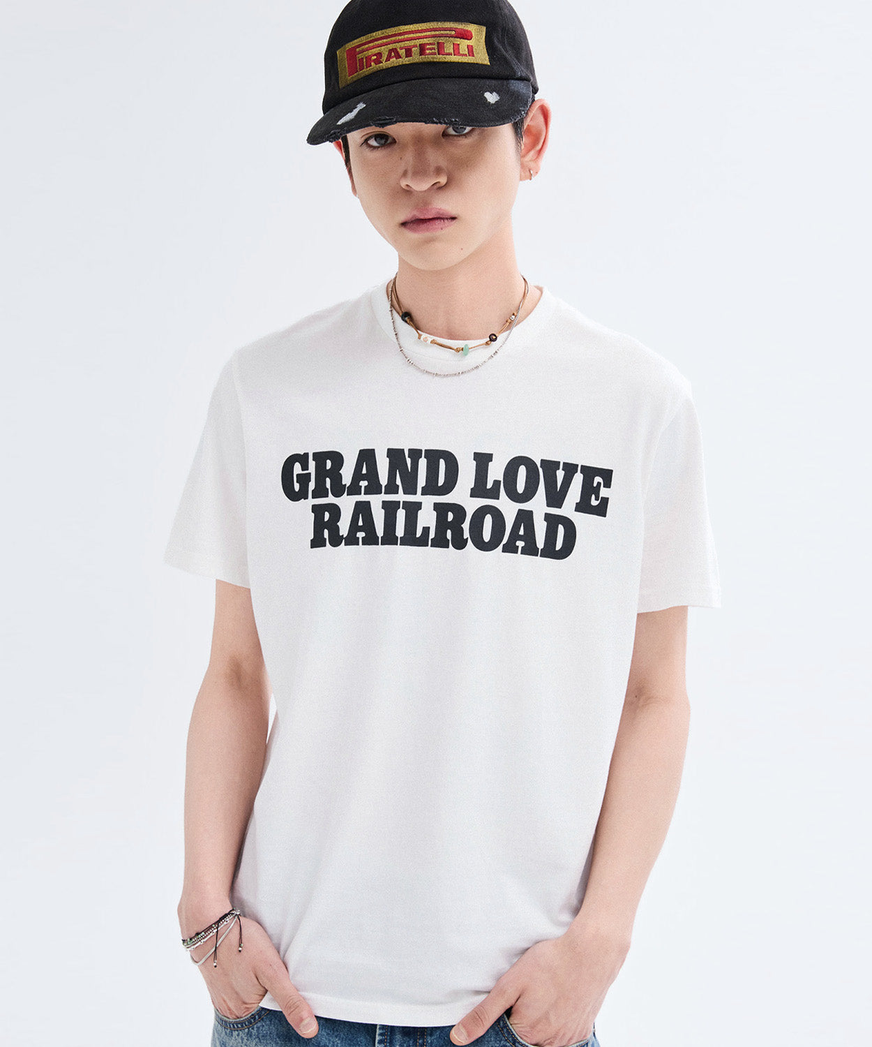 Vintage Lettering Print T-Shirt [White]