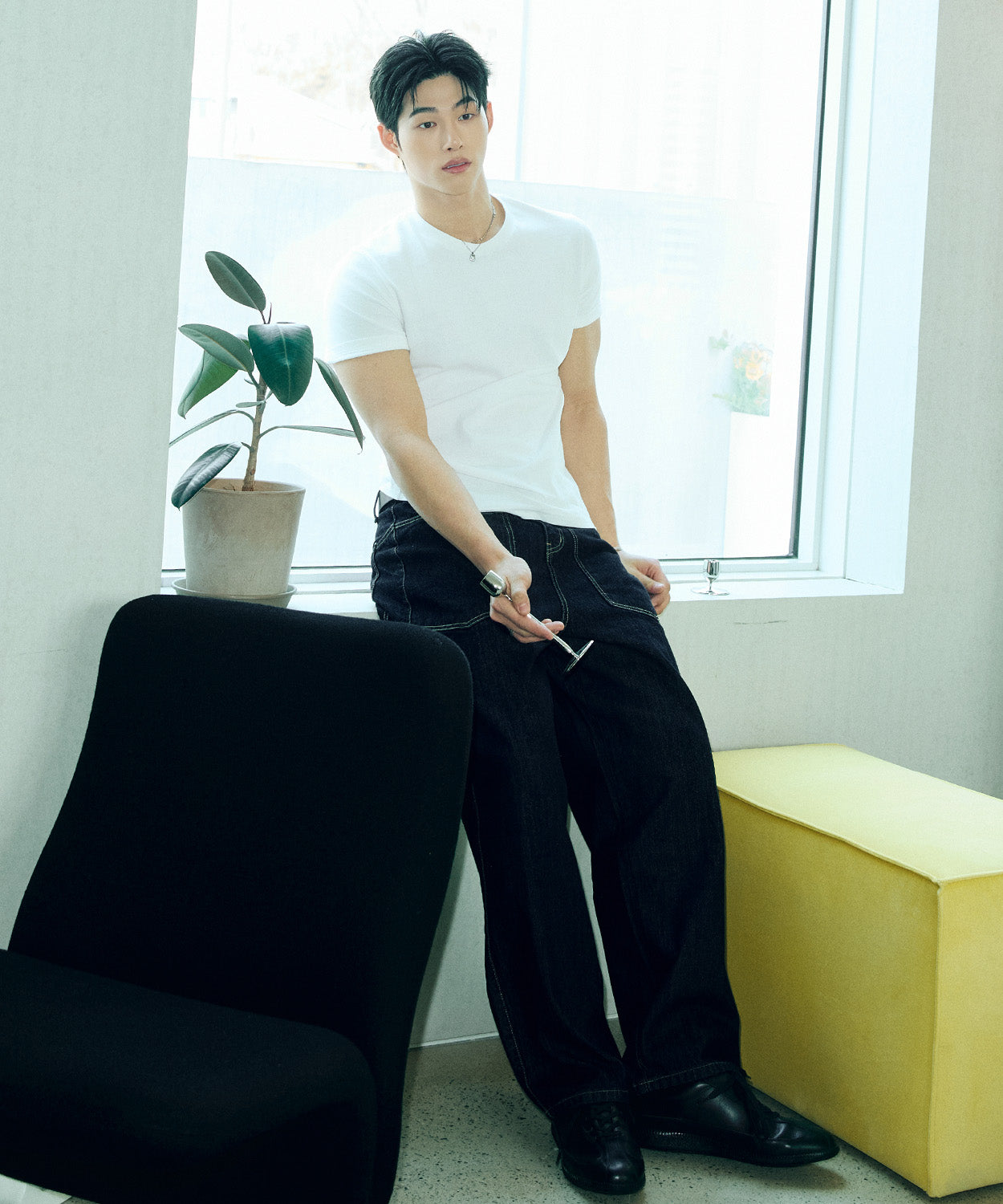 90s Vintage Fit Washed T-Shirt [White]