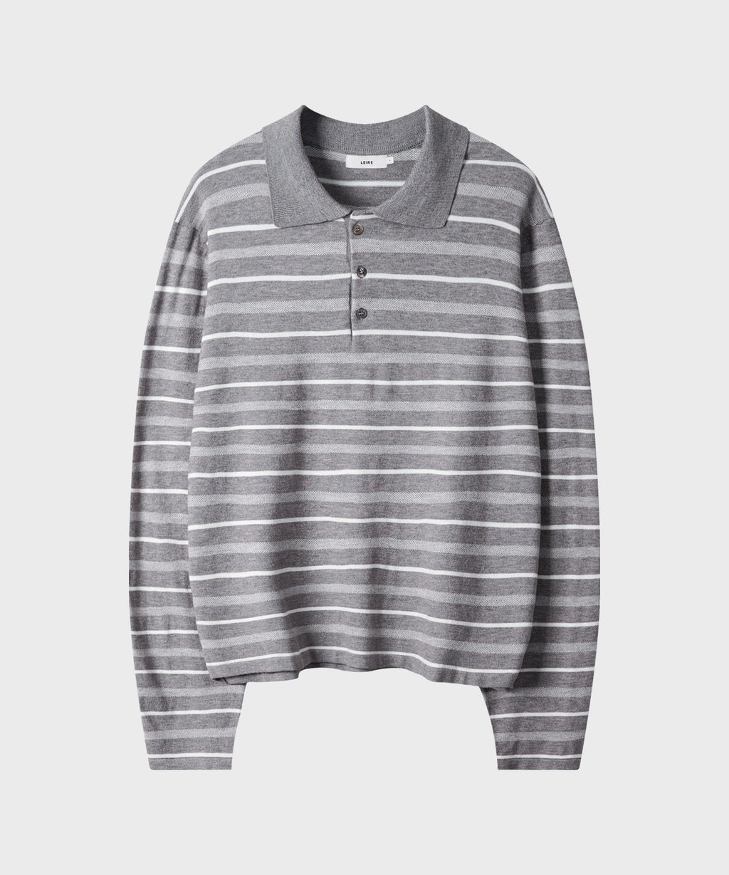 Multi Stripe Collar Crop Knit [White Melange]