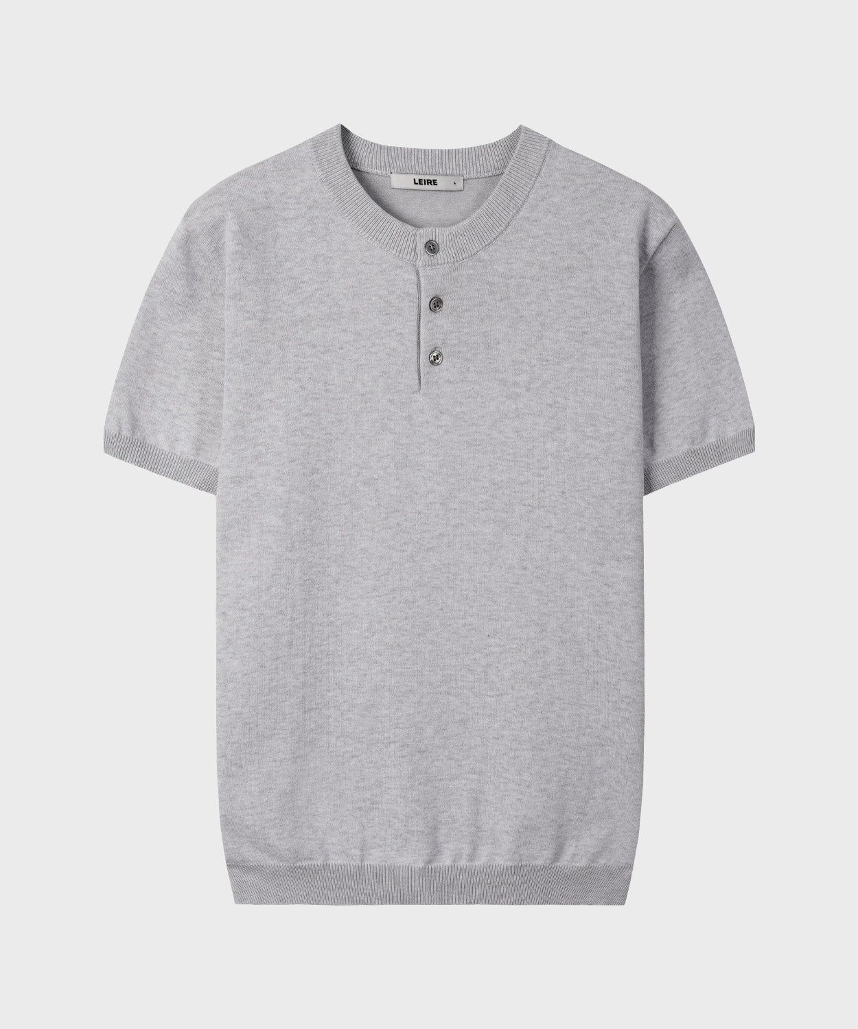 Muscle Fit Henley Neck Short Sleeve Knit [White Melange]
