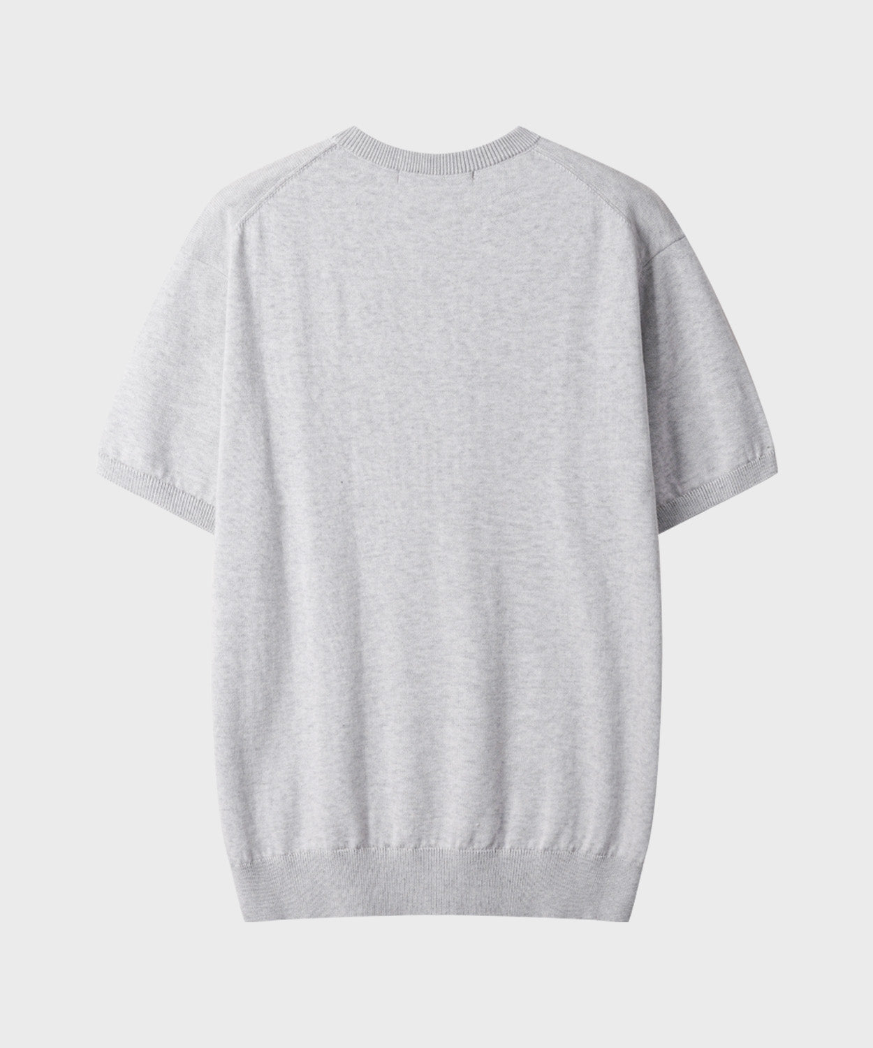 Diagonal Henley Neck Short Sleeve Knit [White Melange]
