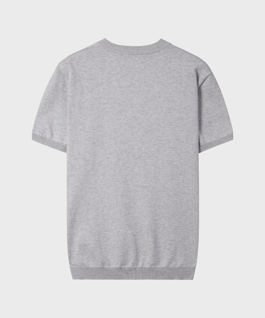 Muscle Fit Henley Neck Short Sleeve Knit [White Melange]