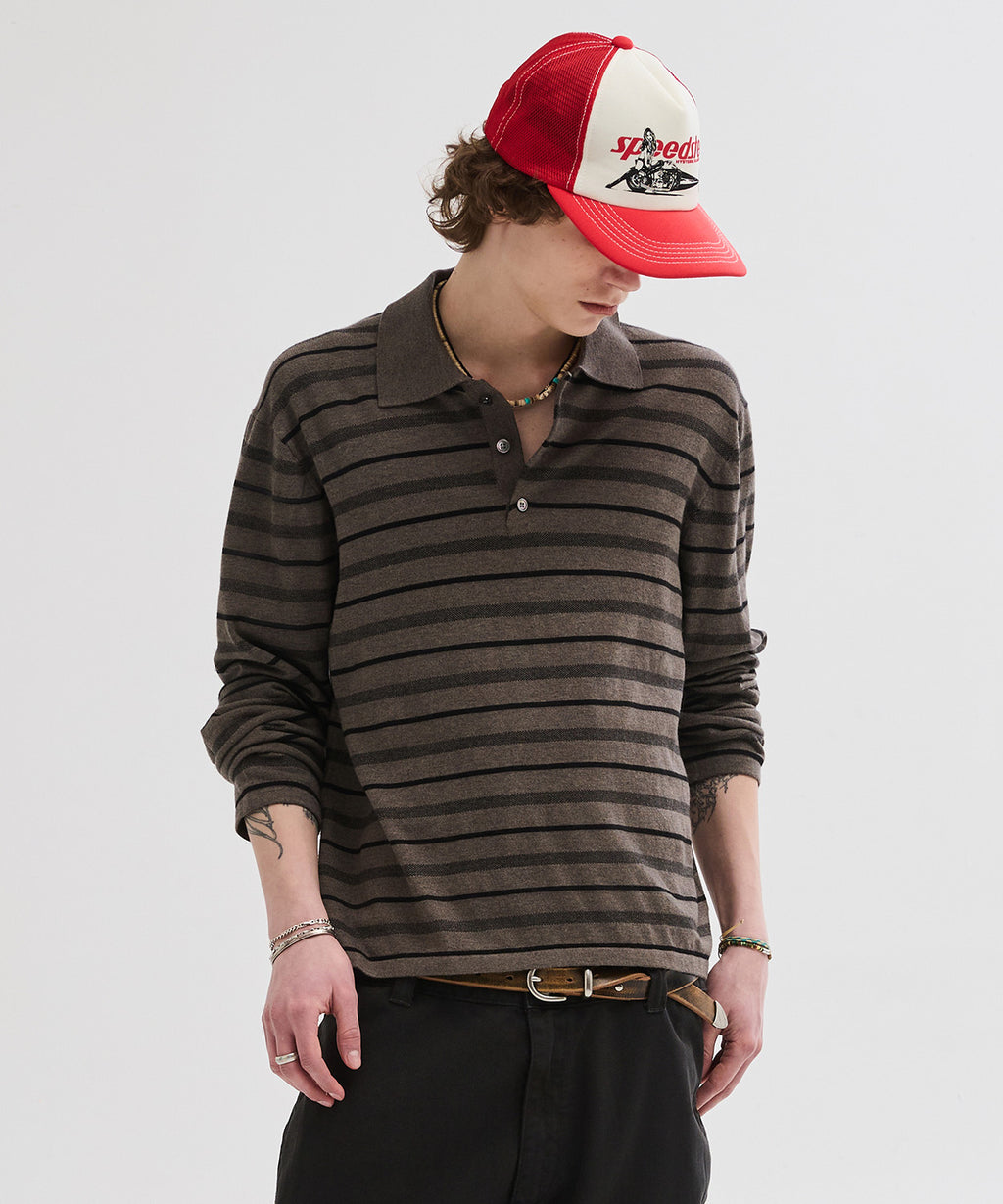 Multi Stripe Collar Crop Knit [Warm Melange]